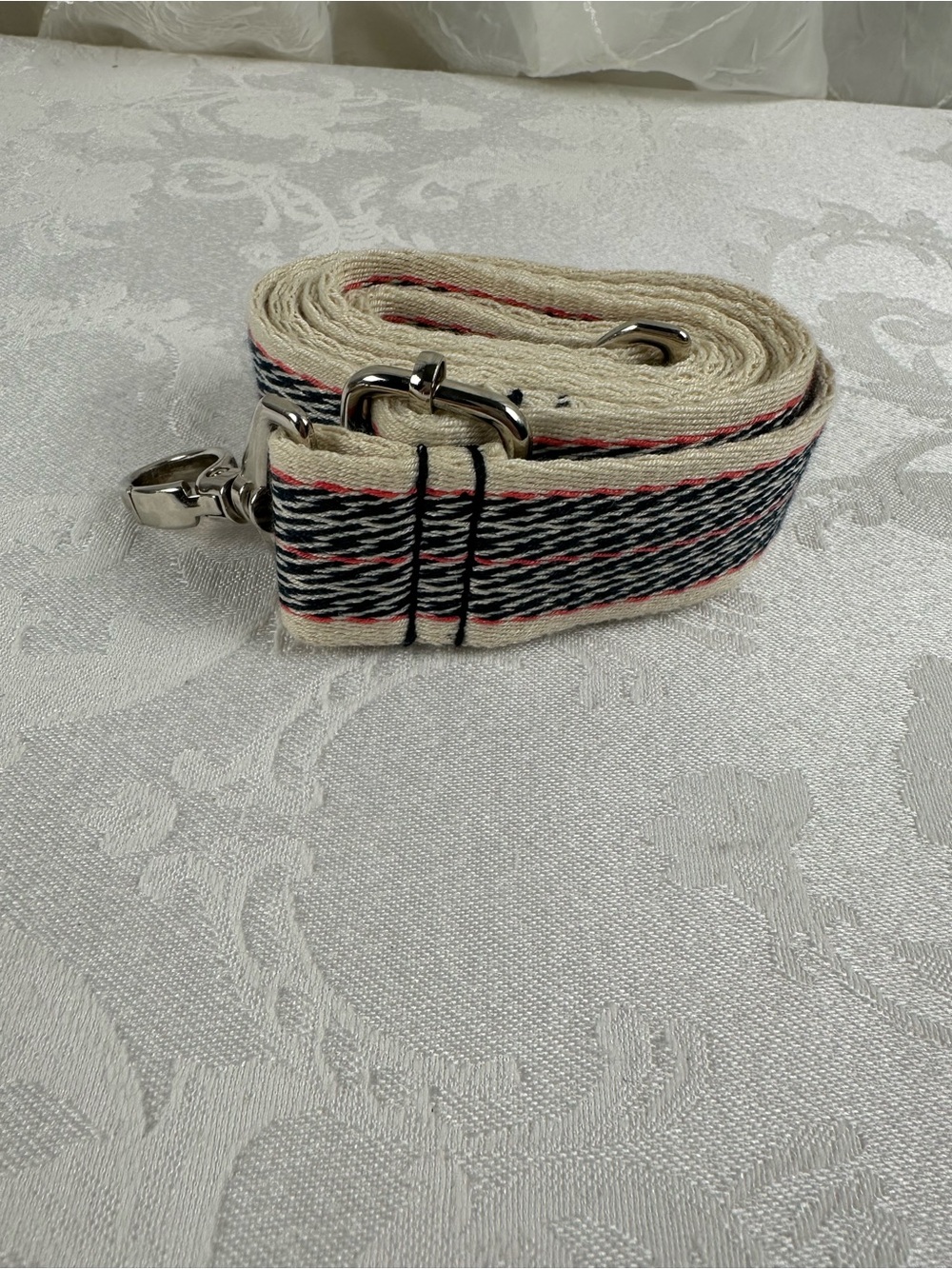 thirty-one Woven Adjustable Strap in Cream with Black & Pink Accents